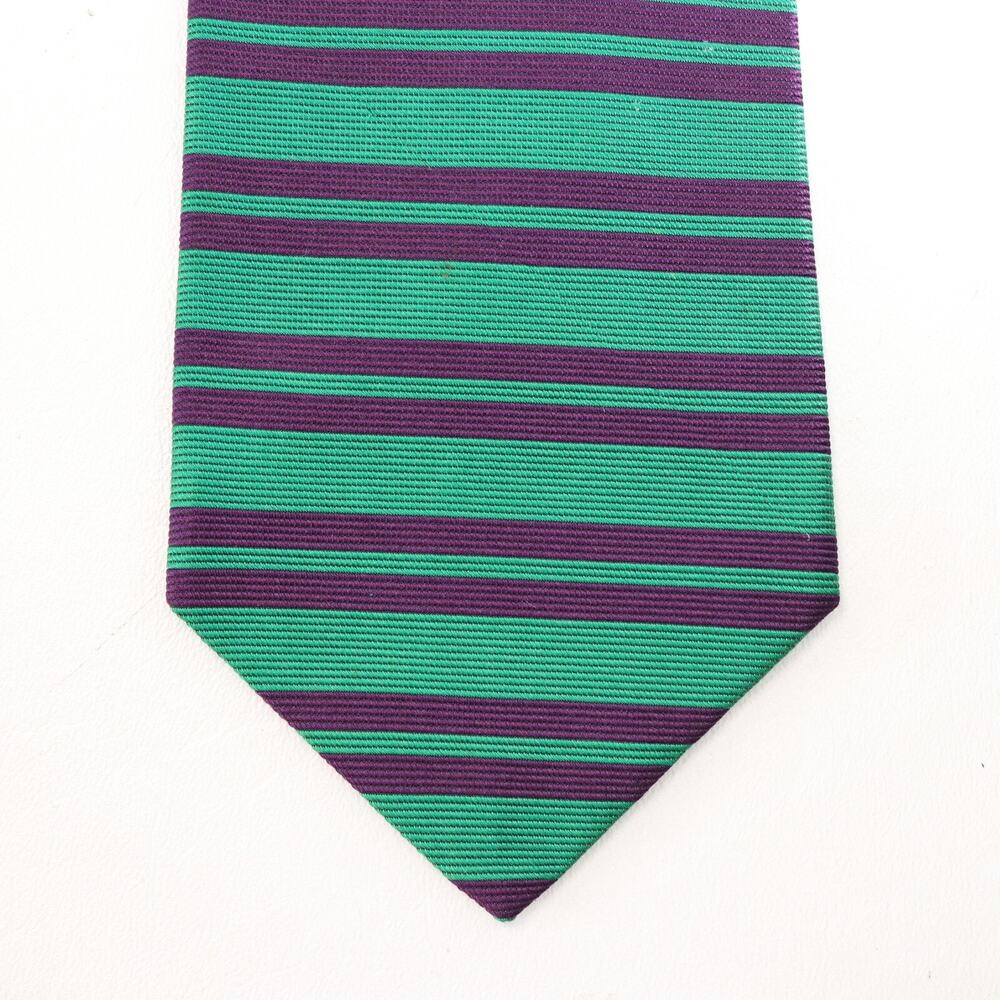 Brooks Brothers Tie Mens 56 in Silk Green Purple Horizontal Double Striped Wide